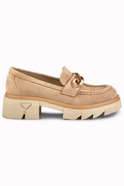 Ażurowe beżowe loafersy damskie - 38 Primohurt Ażurowe beżowe loafersy damskie - 38 Primohurt