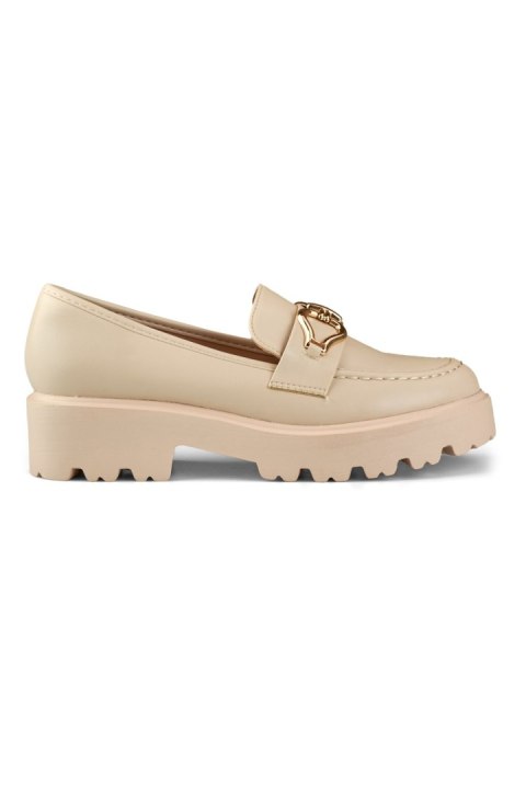 Beżowe loafersy damskie z ekoskóry - 39 Primohurt Beżowe loafersy damskie z ekoskóry - 39 Primohurt