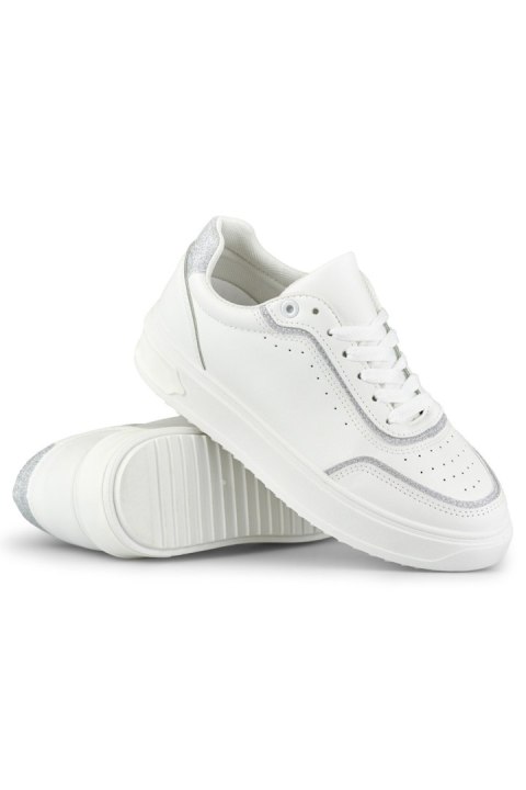 Białe sneakersy ze srebrnymi dodatkami - 38 Primohurt Białe sneakersy ze srebrnymi dodatkami - 38 Primohurt