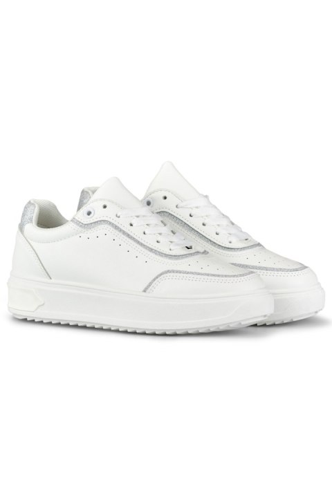 Białe sneakersy ze srebrnymi dodatkami - 38 Primohurt Białe sneakersy ze srebrnymi dodatkami - 38 Primohurt