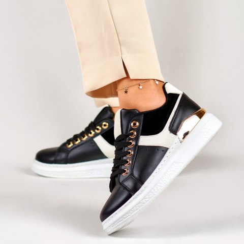 Biało-czarne sneakersy damskie na platformie Eliza - 39 Primohurt Biało-czarne sneakersy damskie na platformie Eliza - 39 Primohurt
