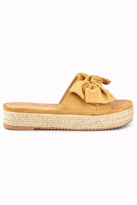 Brązowe klapki espadryle z kokardą - 38 Primohurt Brązowe klapki espadryle z kokardą - 38 Primohurt