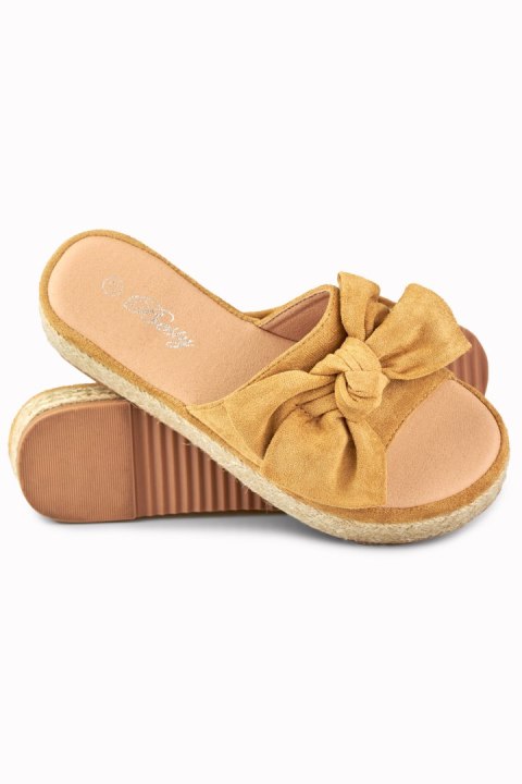 Brązowe klapki espadryle z kokardą - 40 Primohurt Brązowe klapki espadryle z kokardą - 40 Primohurt