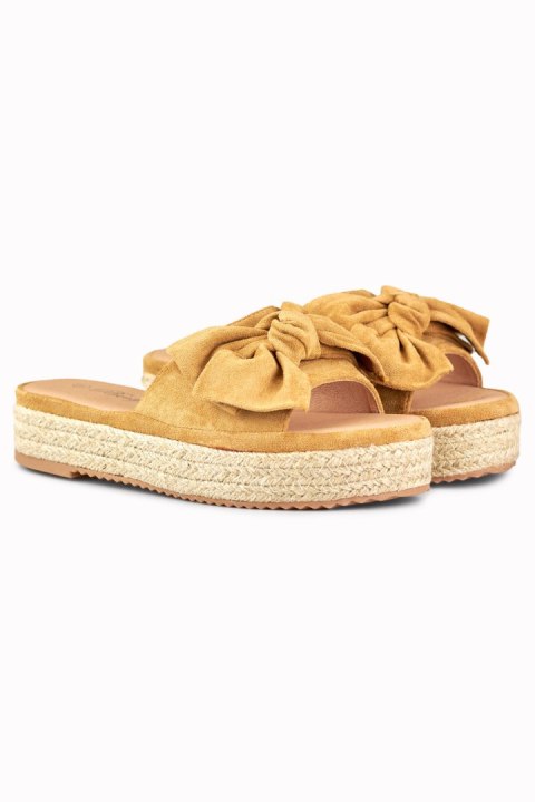 Brązowe klapki espadryle z kokardą - 40 Primohurt Brązowe klapki espadryle z kokardą - 40 Primohurt