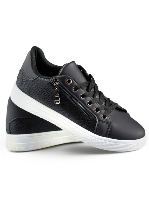 Czarne buty sportowe z ozdobnym zamkiem - 39 Primohurt Czarne buty sportowe z ozdobnym zamkiem - 39 Primohurt