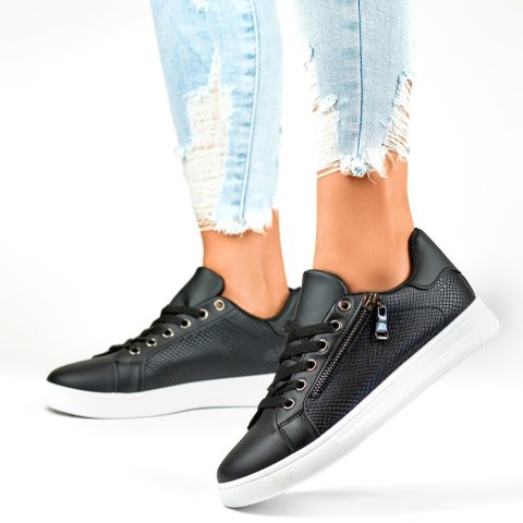 Czarne buty sportowe z ozdobnym zamkiem - 39 Primohurt Czarne buty sportowe z ozdobnym zamkiem - 39 Primohurt