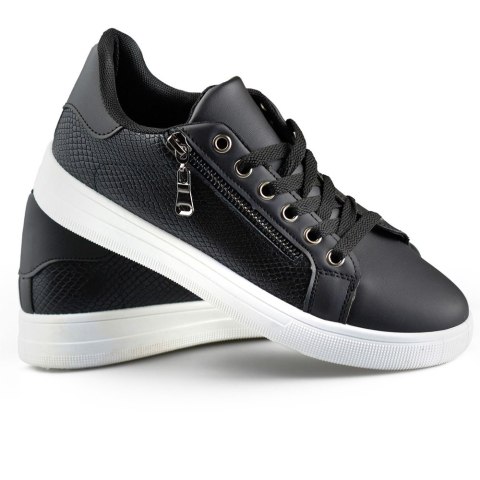 Czarne buty sportowe z ozdobnym zamkiem - 39 Primohurt Czarne buty sportowe z ozdobnym zamkiem - 39 Primohurt