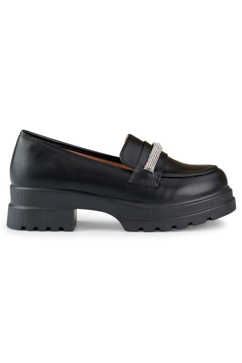 Czarne loafersy damskie ze skóry ekologicznej - 40 Primohurt Czarne loafersy damskie ze skóry ekologicznej - 40 Primohurt