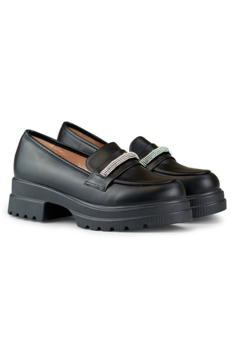 Czarne loafersy damskie ze skóry ekologicznej - 40 Primohurt Czarne loafersy damskie ze skóry ekologicznej - 40 Primohurt