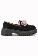 Czarne loafersy z koralikami - 38 Primohurt