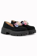 Czarne loafersy z koralikami - 38 Primohurt