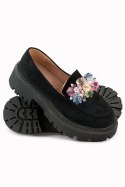 Czarne loafersy z koralikami - 38 Primohurt