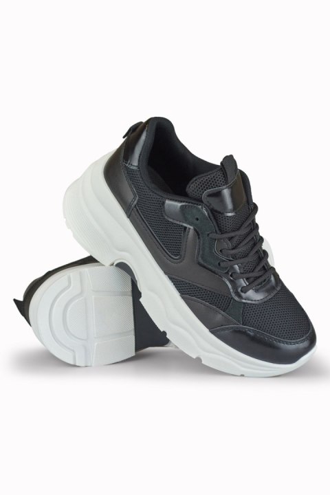 Czarne sneakersy na platformie damskie Geori - 38 Primohurt Czarne sneakersy na platformie damskie Geori - 38 Primohurt