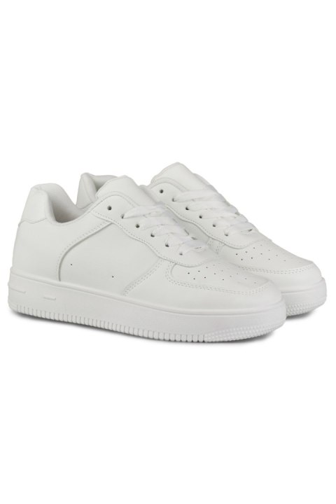 Klasyczne białe sportowe sneakersy z biała podeszwą - 38 Primohurt Klasyczne białe sportowe sneakersy z biała podeszwą - 38 Primohurt
