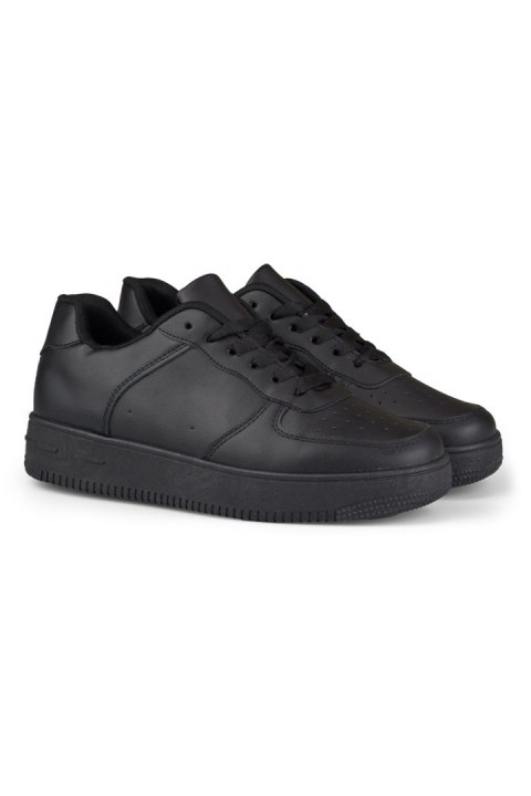 Klasyczne czarne sportowe sneakersy z czarną podeszwą - 37 Primohurt Klasyczne czarne sportowe sneakersy z czarną podeszwą - 37 Primohurt