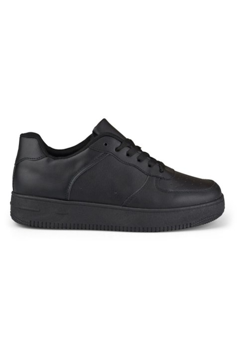 Klasyczne czarne sportowe sneakersy z czarną podeszwą - 37 Primohurt Klasyczne czarne sportowe sneakersy z czarną podeszwą - 37 Primohurt