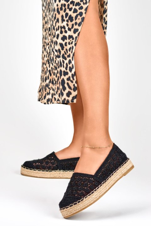 Koronkowe czarne espadryle damskie - 38 Primohurt Koronkowe czarne espadryle damskie - 38 Primohurt