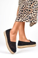 Koronkowe czarne espadryle damskie - 38 Primohurt