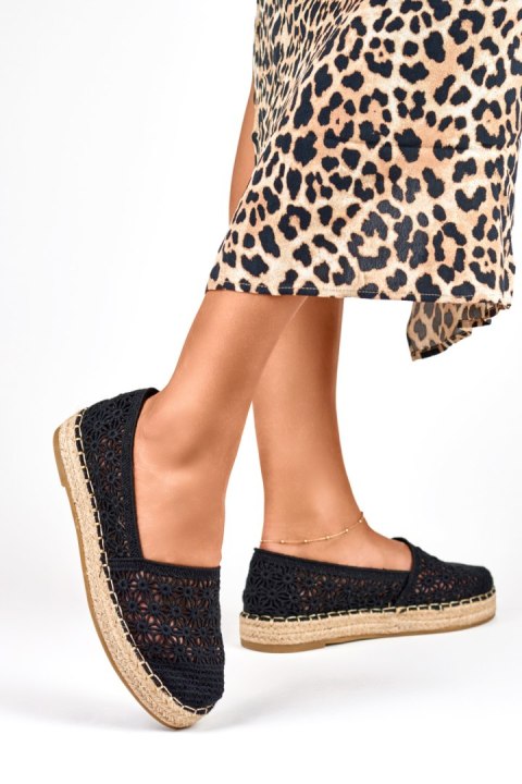 Koronkowe czarne espadryle damskie - 38 Primohurt Koronkowe czarne espadryle damskie - 38 Primohurt