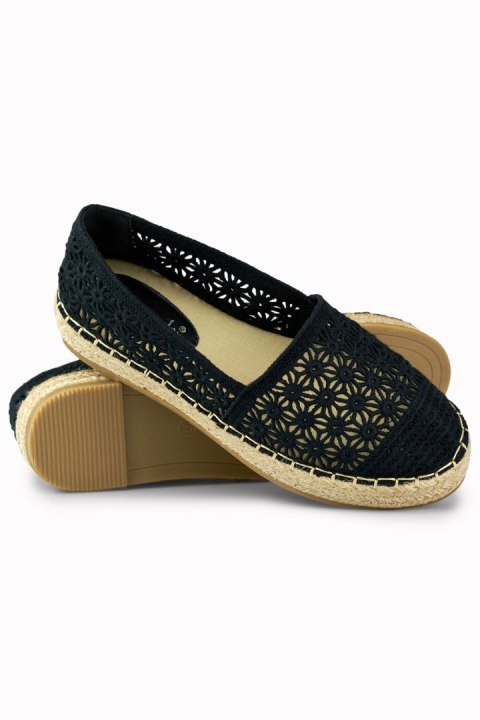 Koronkowe czarne espadryle damskie - 38 Primohurt Koronkowe czarne espadryle damskie - 38 Primohurt