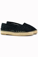 Koronkowe czarne espadryle damskie - 38 Primohurt