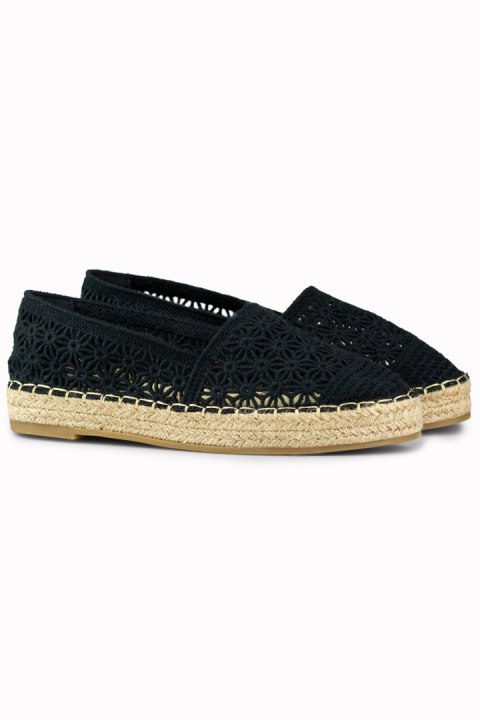 Koronkowe czarne espadryle damskie - 38 Primohurt Koronkowe czarne espadryle damskie - 38 Primohurt