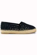 Koronkowe czarne espadryle damskie - 38 Primohurt