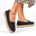 Koronkowe czarne espadryle damskie - 38 Primohurt