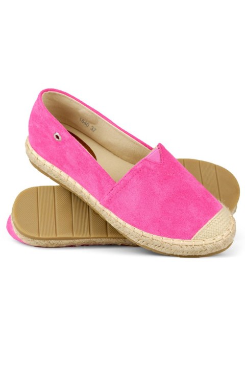 Zamszowe różowe espadryle damskie - 37 Primohurt Zamszowe różowe espadryle damskie - 37 Primohurt