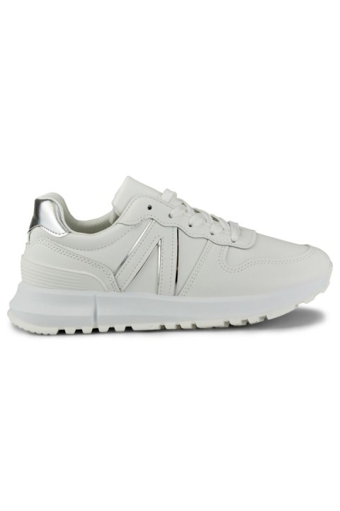 Białe sneakersy damskie ze srebrnymi lamówkami - 38 Primohurt Białe sneakersy damskie ze srebrnymi lamówkami - 38 Primohurt