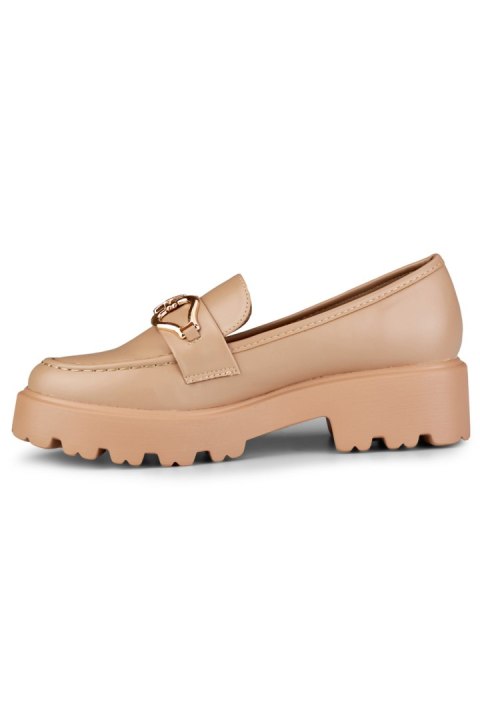Ciemnobeżowe loafersy damskie z ekoskóry - 39 Primohurt Ciemnobeżowe loafersy damskie z ekoskóry - 39 Primohurt