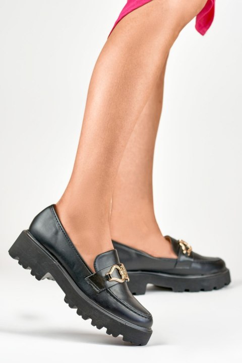 Czarne loafersy damskie z ekoskóry - 38 Primohurt Czarne loafersy damskie z ekoskóry - 38 Primohurt