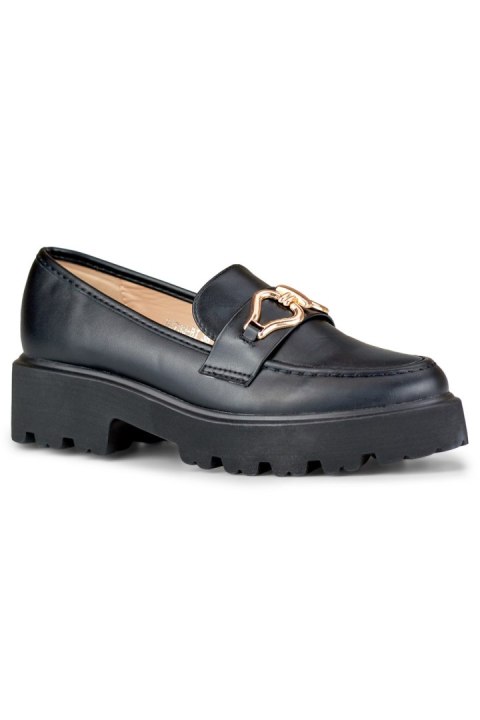 Czarne loafersy damskie z ekoskóry - 38 Primohurt Czarne loafersy damskie z ekoskóry - 38 Primohurt
