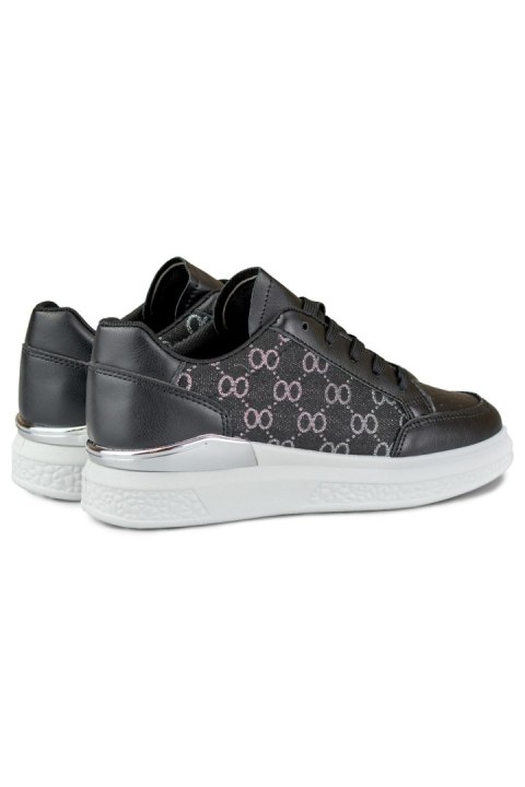 Czarne sneakersy damskie z modnym wzorem - 38 Primohurt Czarne sneakersy damskie z modnym wzorem - 38 Primohurt