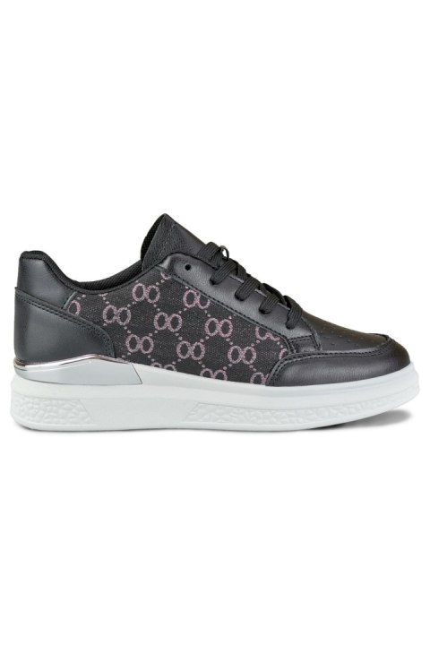 Czarne sneakersy damskie z modnym wzorem - 38 Primohurt Czarne sneakersy damskie z modnym wzorem - 38 Primohurt