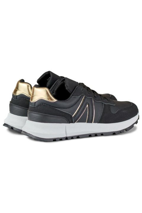 Czarne sneakersy damskie ze złotym dodatkiem - 37 Primohurt Czarne sneakersy damskie ze złotym dodatkiem - 37 Primohurt