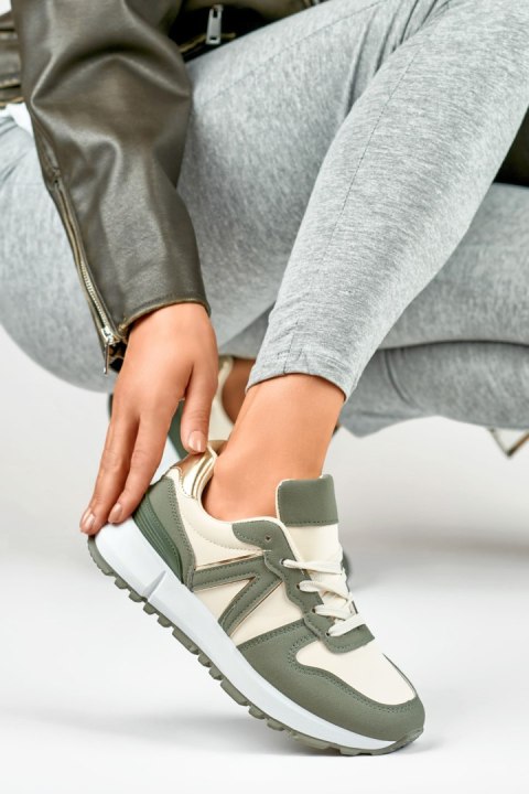 Zielono-beżowe sneakersy damskie - 38 Primohurt Zielono-beżowe sneakersy damskie - 38 Primohurt