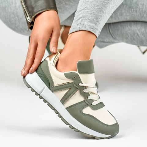 Zielono-beżowe sneakersy damskie - 38 Primohurt Zielono-beżowe sneakersy damskie - 38 Primohurt