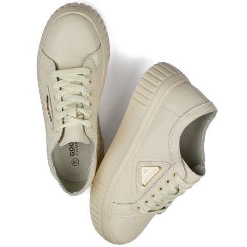 Beżowe buty sportowe damskie ze skóry naturalnej skórzane buty sportowe dla kobiet - 39 Primohurt Beżowe buty sportowe damskie ze skóry naturalnej skórzane buty sportowe dla kobiet - 39 Primohurt