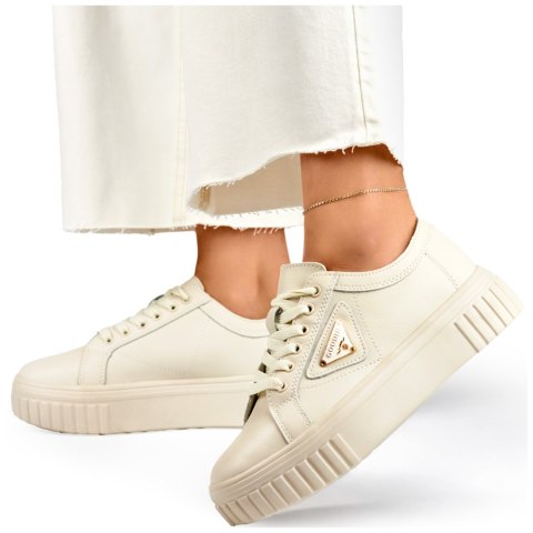 Beżowe buty sportowe damskie ze skóry naturalnej skórzane buty sportowe dla kobiet - 39 Primohurt Beżowe buty sportowe damskie ze skóry naturalnej skórzane buty sportowe dla kobiet - 39 Primohurt