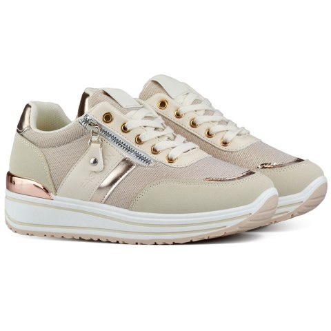 Beżowe casualowe buty sportowe damskie sneakersy brokatowe - 38 Primohurt Beżowe casualowe buty sportowe damskie sneakersy brokatowe - 38 Primohurt
