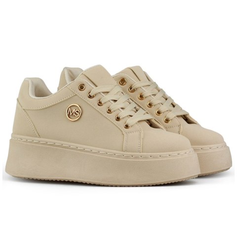Beżowe sneakersy damskie na grubej podeszwie - 38 Primohurt Beżowe sneakersy damskie na grubej podeszwie - 38 Primohurt