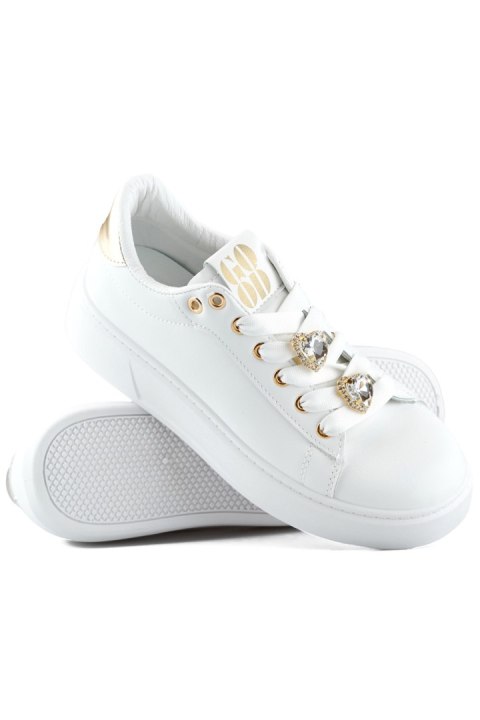 Białe modne sneakersy damskie z ozdobami na sznurówkach sneakersy z misiem - 39 Primohurt Białe modne sneakersy damskie z ozdobami na sznurówkach sneakersy z misiem - 39 Primohurt