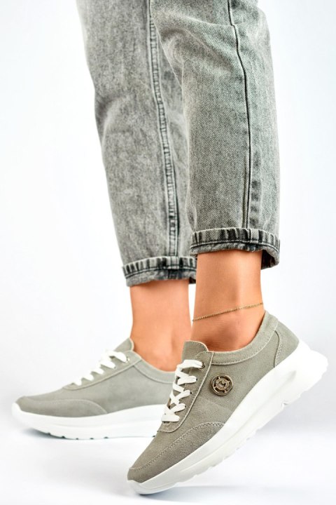 Sneakersy damskie ze skóry naturalnej w kolorze szarym - 38 Primohurt Sneakersy damskie ze skóry naturalnej w kolorze szarym - 38 Primohurt