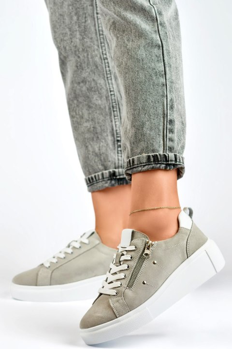Szare skórzane buty sportowe damskie - 39 Primohurt Szare skórzane buty sportowe damskie - 39 Primohurt