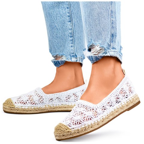 Białe koronkowe espadryle damskie białe klasyczne espadryle - 39 Primohurt