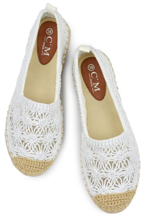 Białe koronkowe espadryle damskie białe klasyczne espadryle - 40 Primohurt Białe koronkowe espadryle damskie białe klasyczne espadryle - 40 Primohurt