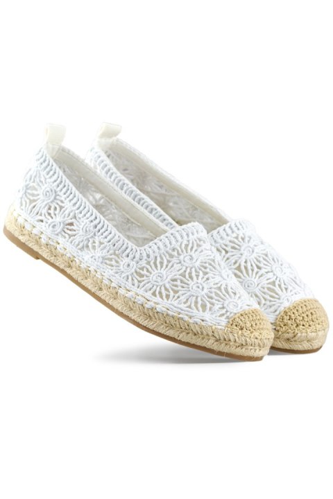 Białe koronkowe espadryle damskie białe klasyczne espadryle - 40 Primohurt Białe koronkowe espadryle damskie białe klasyczne espadryle - 40 Primohurt