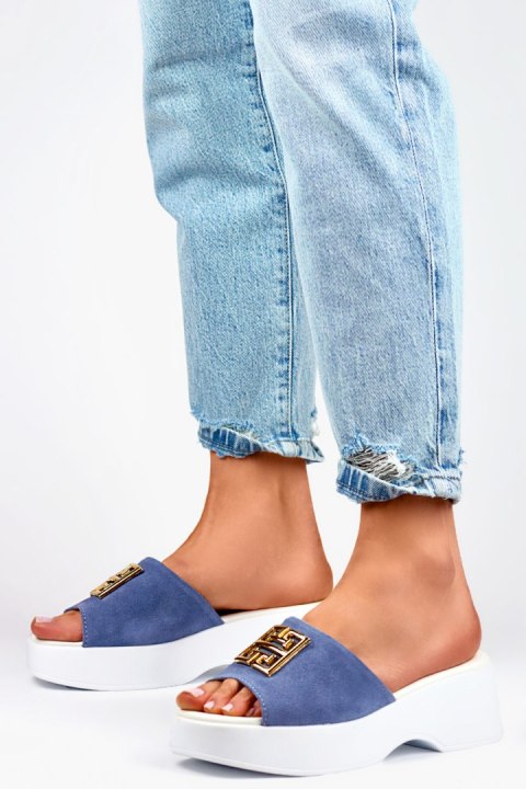 Blue jeans eleganckie wygodne klapki na grubej podeszwie - 38 Primohurt Blue jeans eleganckie wygodne klapki na grubej podeszwie - 38 Primohurt