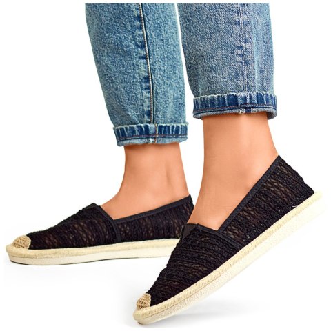 Čierne sieťované espadrilky vzdušné dámske espadrilky - 37 Primohurt